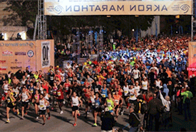 A runner in the Akron Marathon