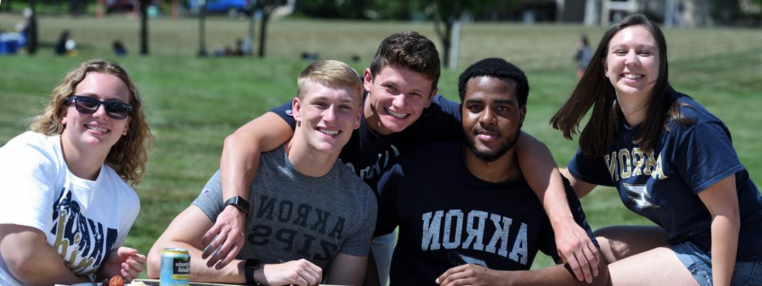 Students learning on campus at The University of Akron.